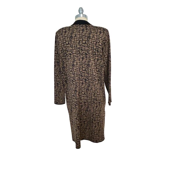 Misook Black & Brown Long sleeve Button Down Acrylic Duster Cardigan 1X Plus - Picture 3 of 5